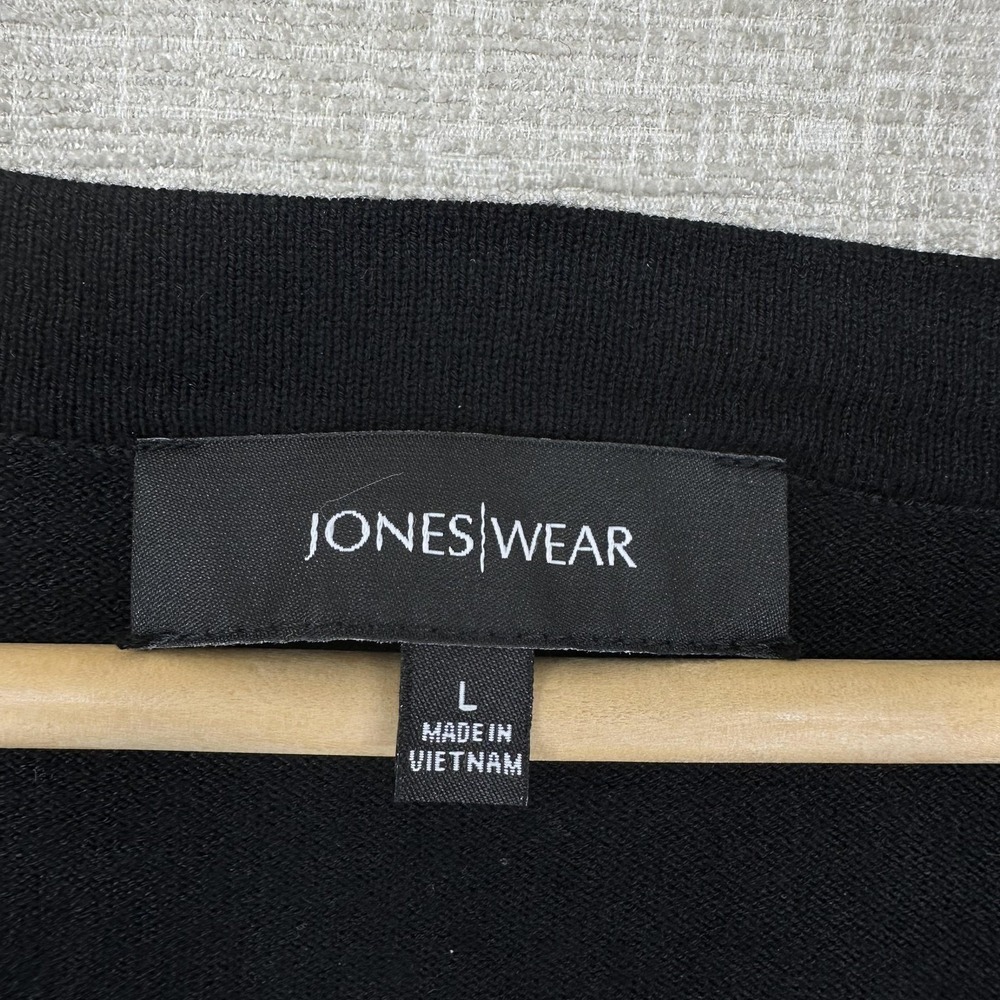 Jones Wear Sweater Womens‎ Large Black Ruffle Neck Knit Pullover Long Sleeve - Picture 5 of 11